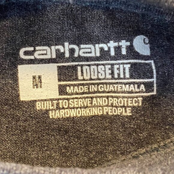 Carhartt Men's Long Sleeve Pocket T-Shirt Medium Loose Fit With Orange Logo On S - Picture 5 of 7